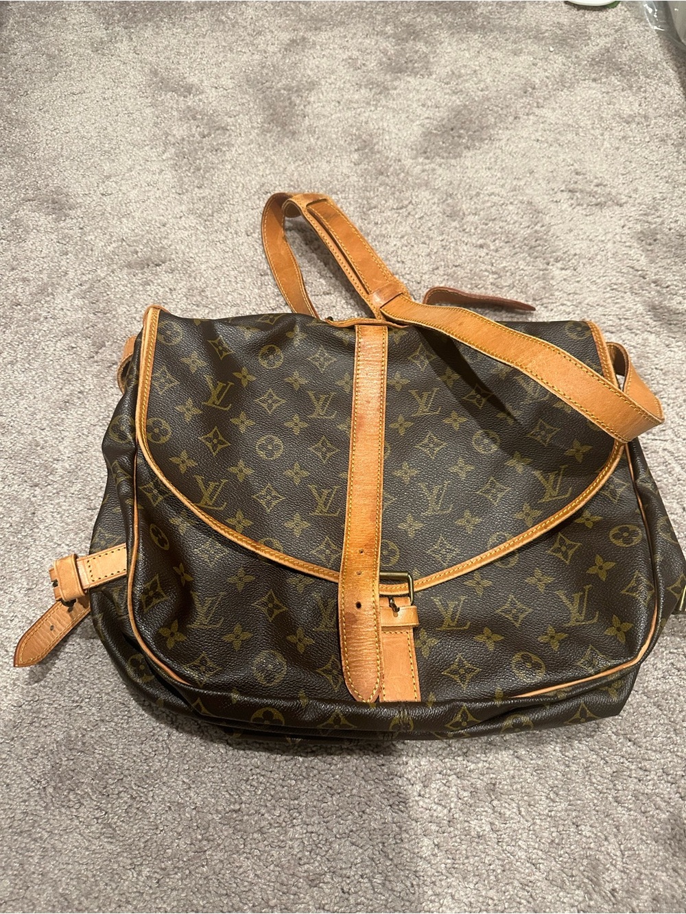 Louis Vuitton Brown Monogram Messenger Bag with Tan Leather Trim - Picture 2 of 5